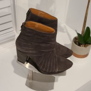 Grey ruched ankle boots
